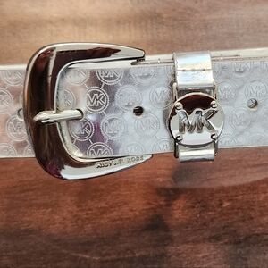 Michael Kors Silver Logo Belt Unisex Designer Accessory